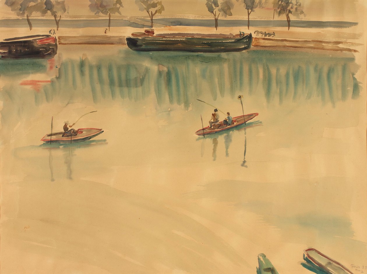 Schiffe auf der Seine bei Paris von Franz Blum