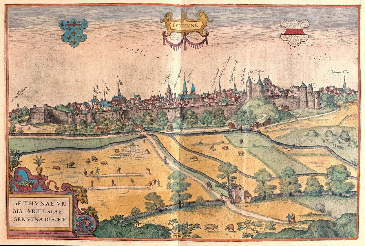 Bethune in Pas de Calais, Frankreich (Gravur) von Franz Hogenberg
