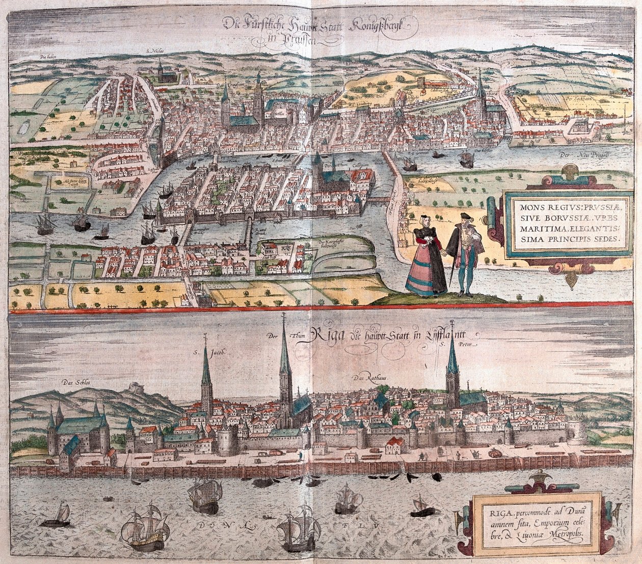 Kaliningrad, Russland - Riga, Lettland (Gravur) von Franz Hogenberg