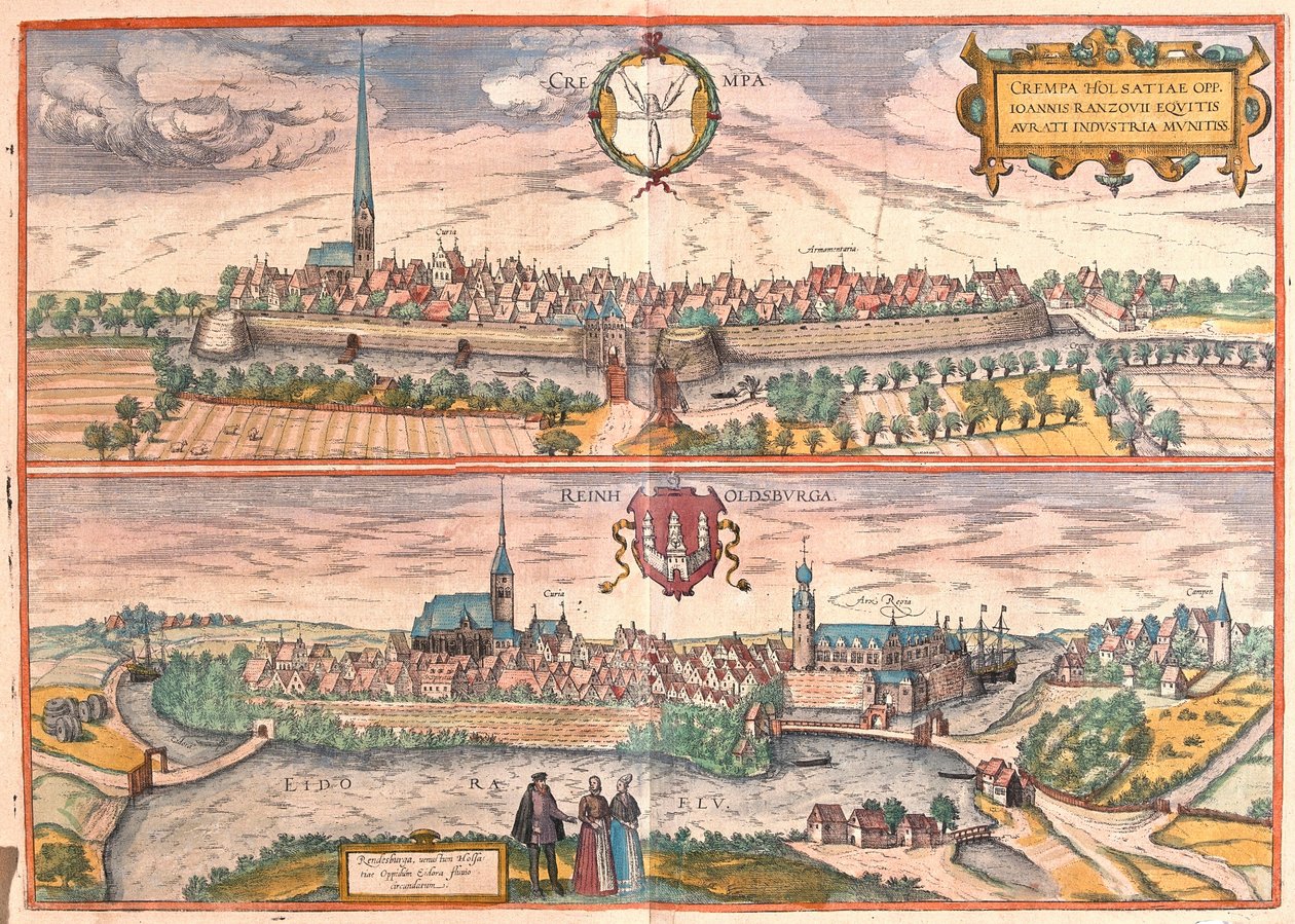 Krempe und Rendsburg, Deutschland (Stich) von Franz Hogenberg