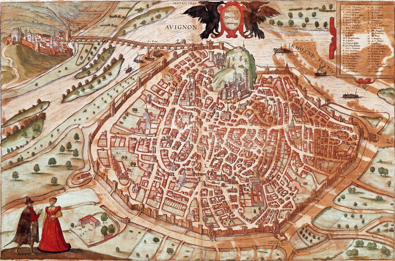 Karte von Avignon - Frankreich von Franz Hogenberg