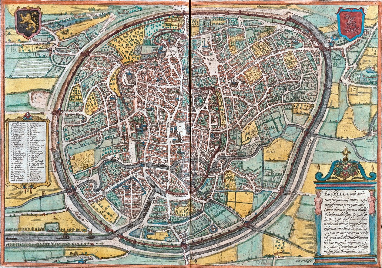 Karte von Brüssel (Bruxella), Belgien (Radierung) von Franz Hogenberg