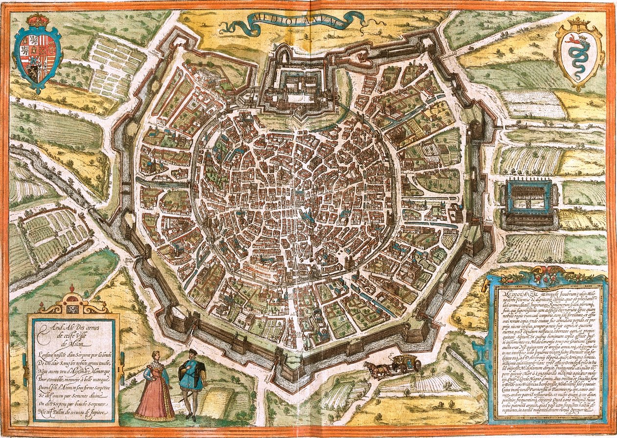 Plan von Mailand, Italien von Franz Hogenberg