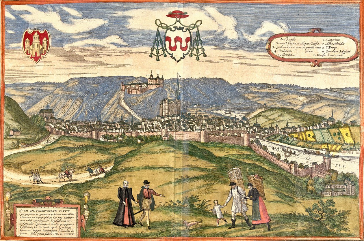 Ansicht von Huy, Belgien von Franz Hogenberg