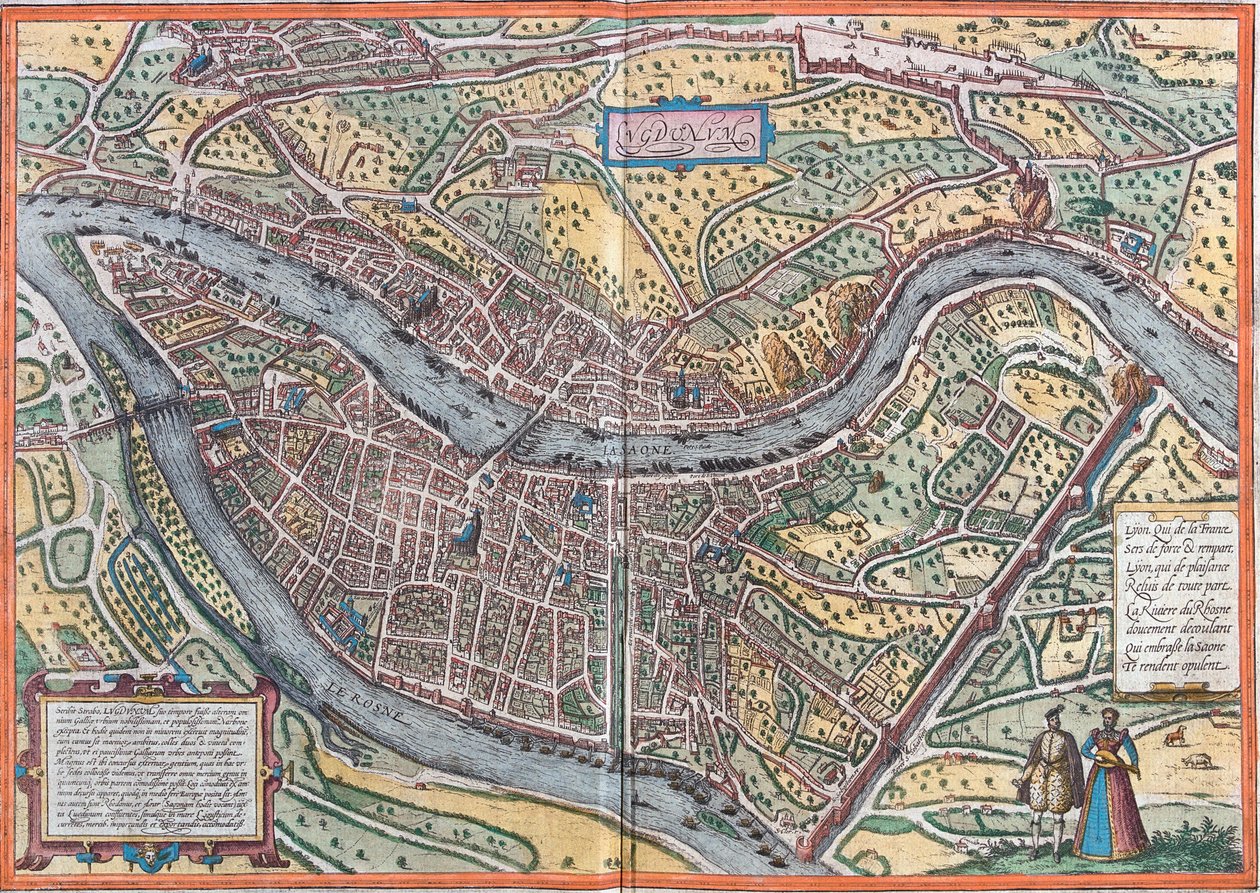 Ansicht von Lyon (Lugdunum), Frankreich von Franz Hogenberg