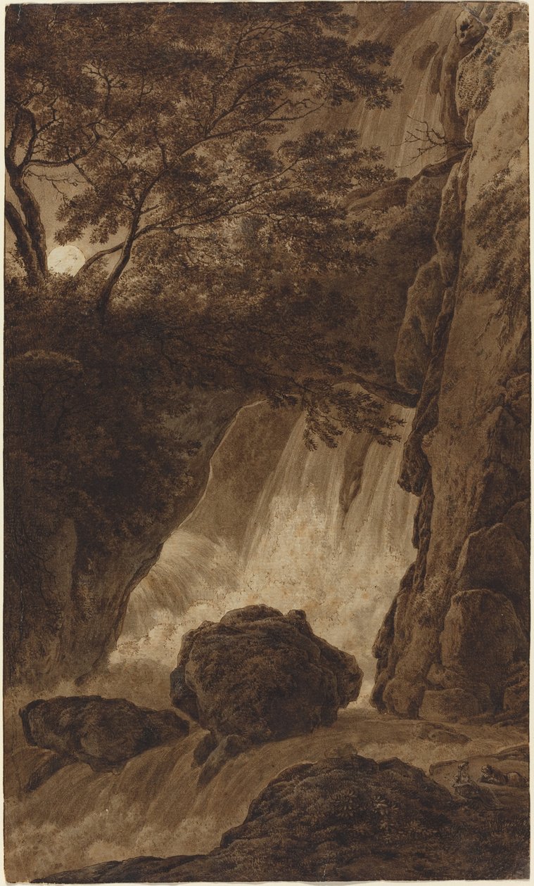 Ein Wasserfall im Mondlicht von Franz Innocenz Josef Kobell