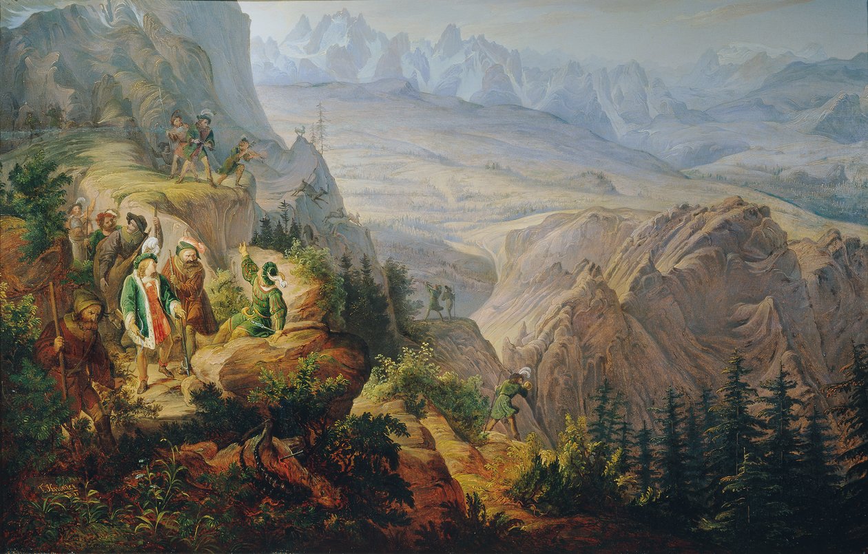 Kaiser Maximilian I. (?) auf der Steinbockjagd von Franz Krammer