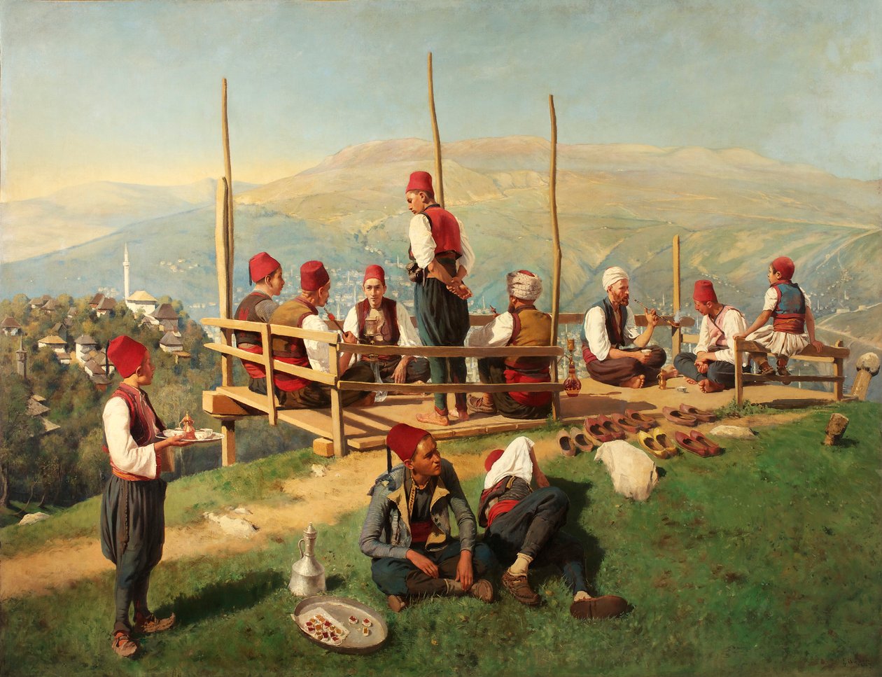 Türkisches Kaffeehaus in Sarajevo von Franz Leo Ruben