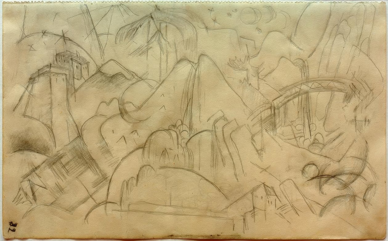 Berglandschaft mit Brücke (Tirol) von Franz Marc