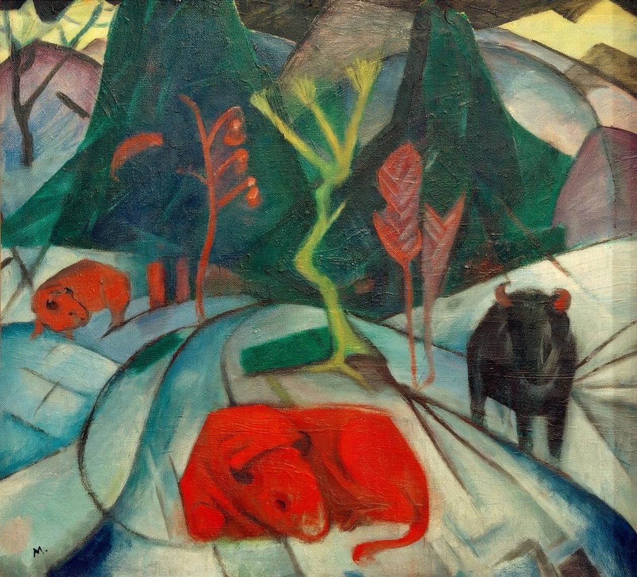 Bison im Winter (Roter Bison) von Franz Marc