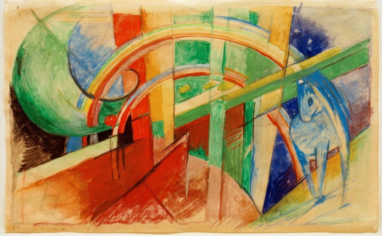 Blaues Pferd mit Regenbogen von Franz Marc