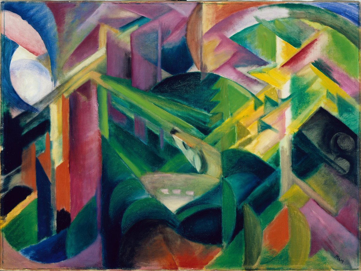Hirsche im Klostergarten von Franz Marc
