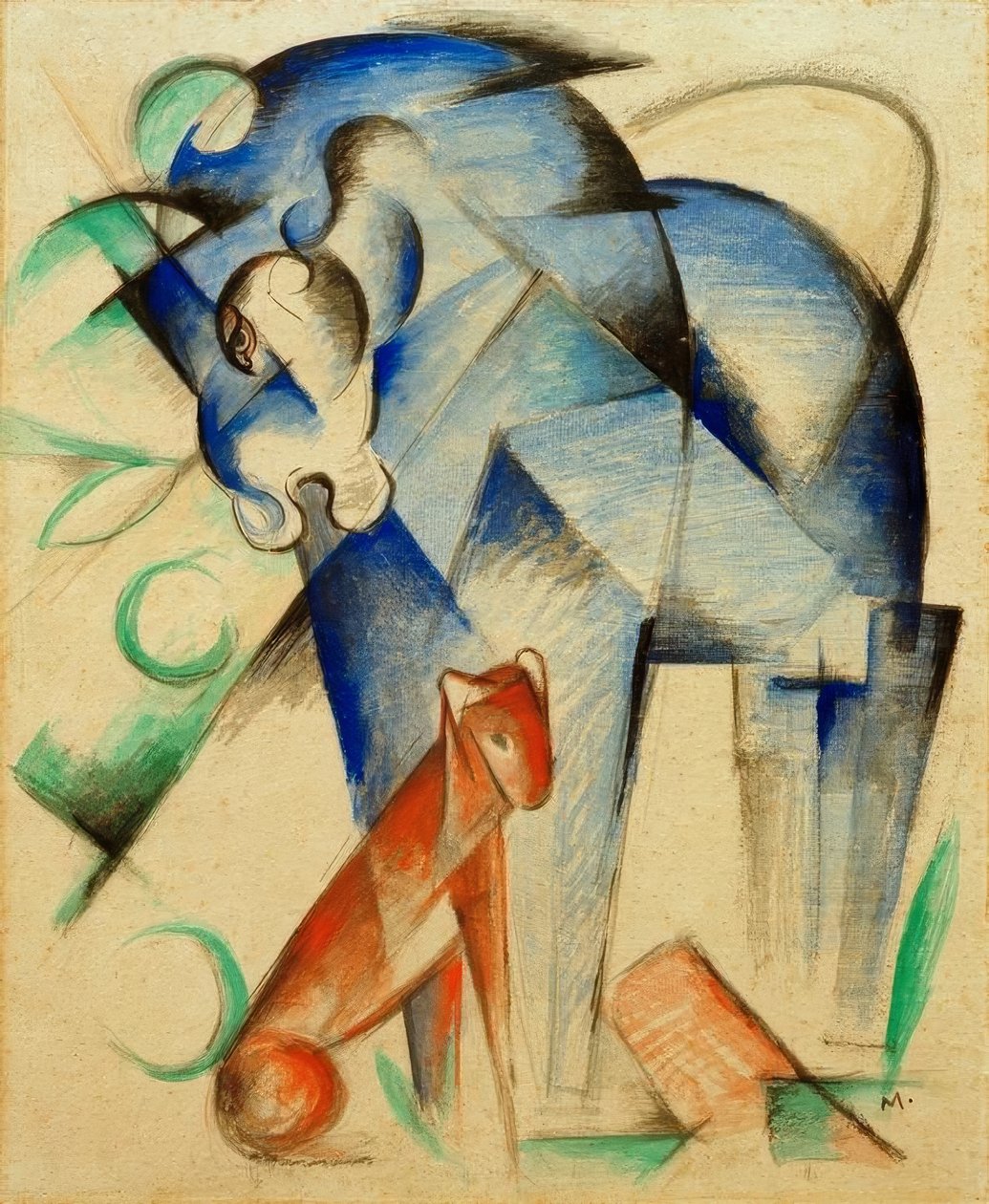 Fabeltiere (Blaues Pferd und roter Hund) von Franz Marc