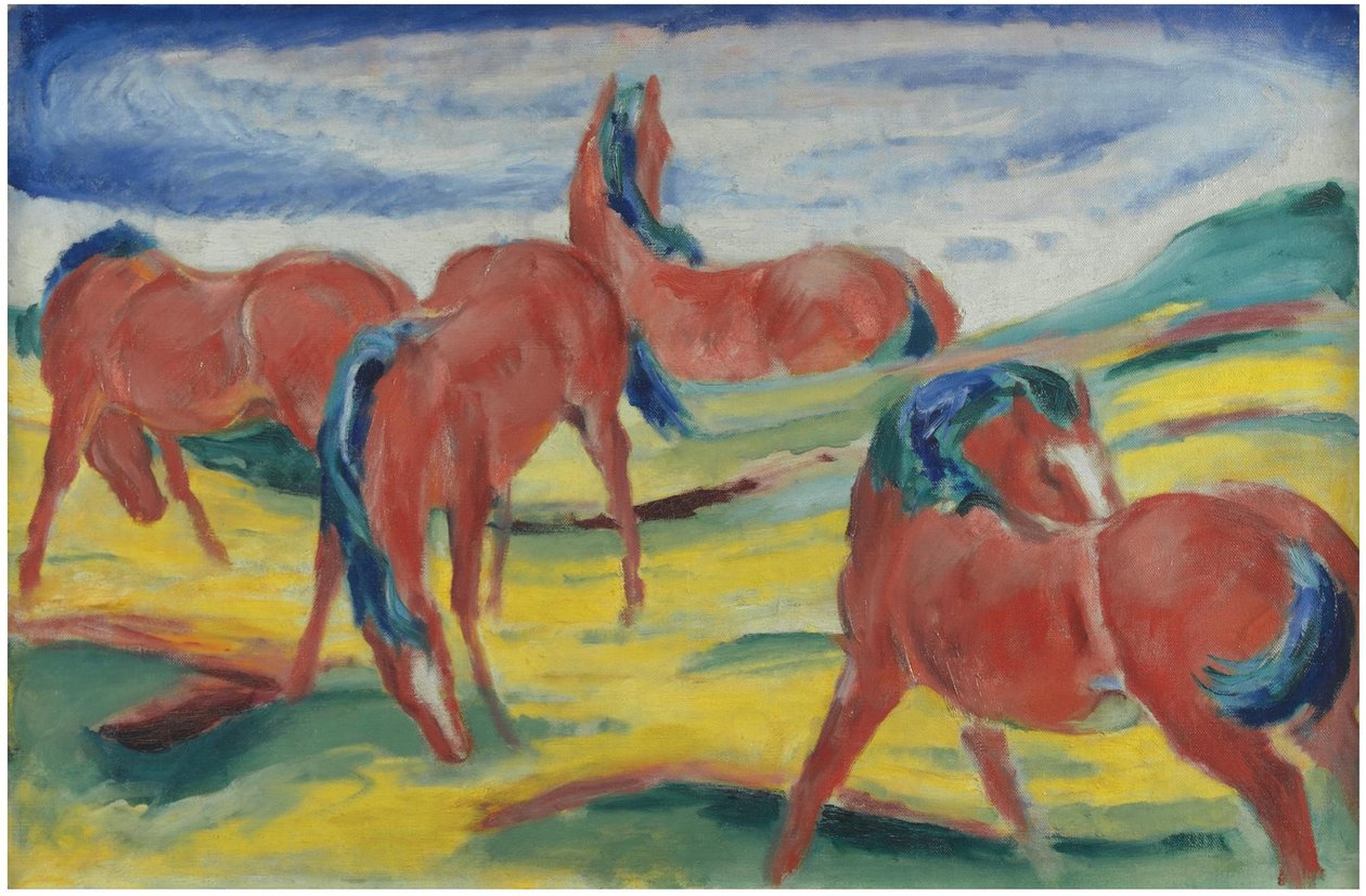 Weidende Pferde III, 1910 von Franz Marc