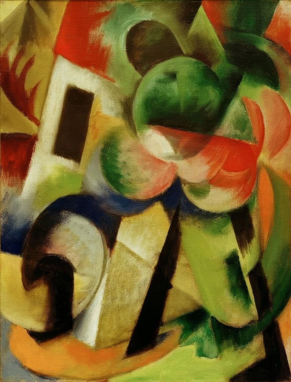 Kleine Komposition II (Haus mit Bäumen) von Franz Marc