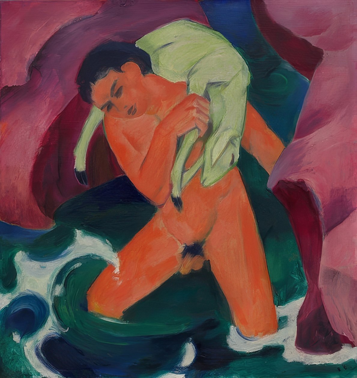 Knabe mit Lamm. Der gute Hirte. 1911 von Franz Marc
