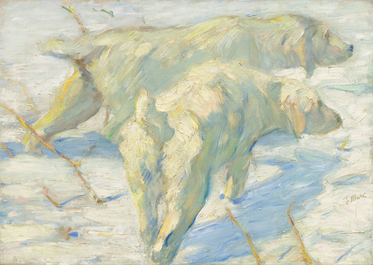 Sibirische Hunde im Schnee, 1909-1910 von Franz Marc