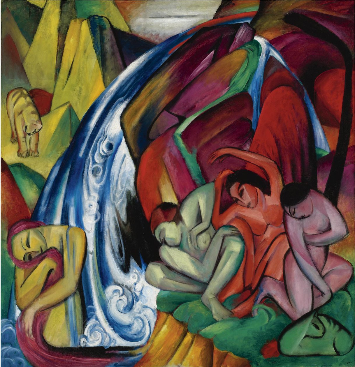 Frauen unter einem Wasserfall von Franz Marc