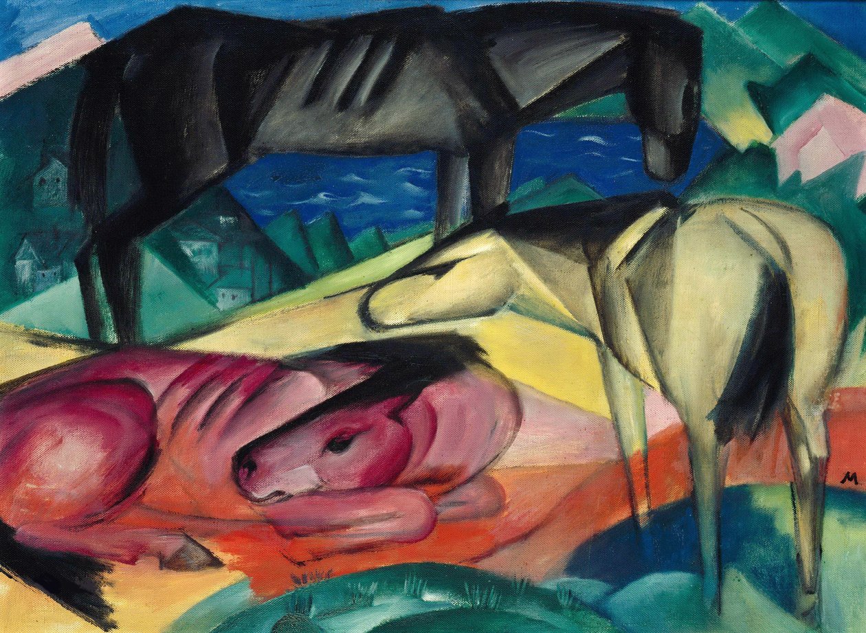 Drei Pferde II, 1913 von Franz Marc