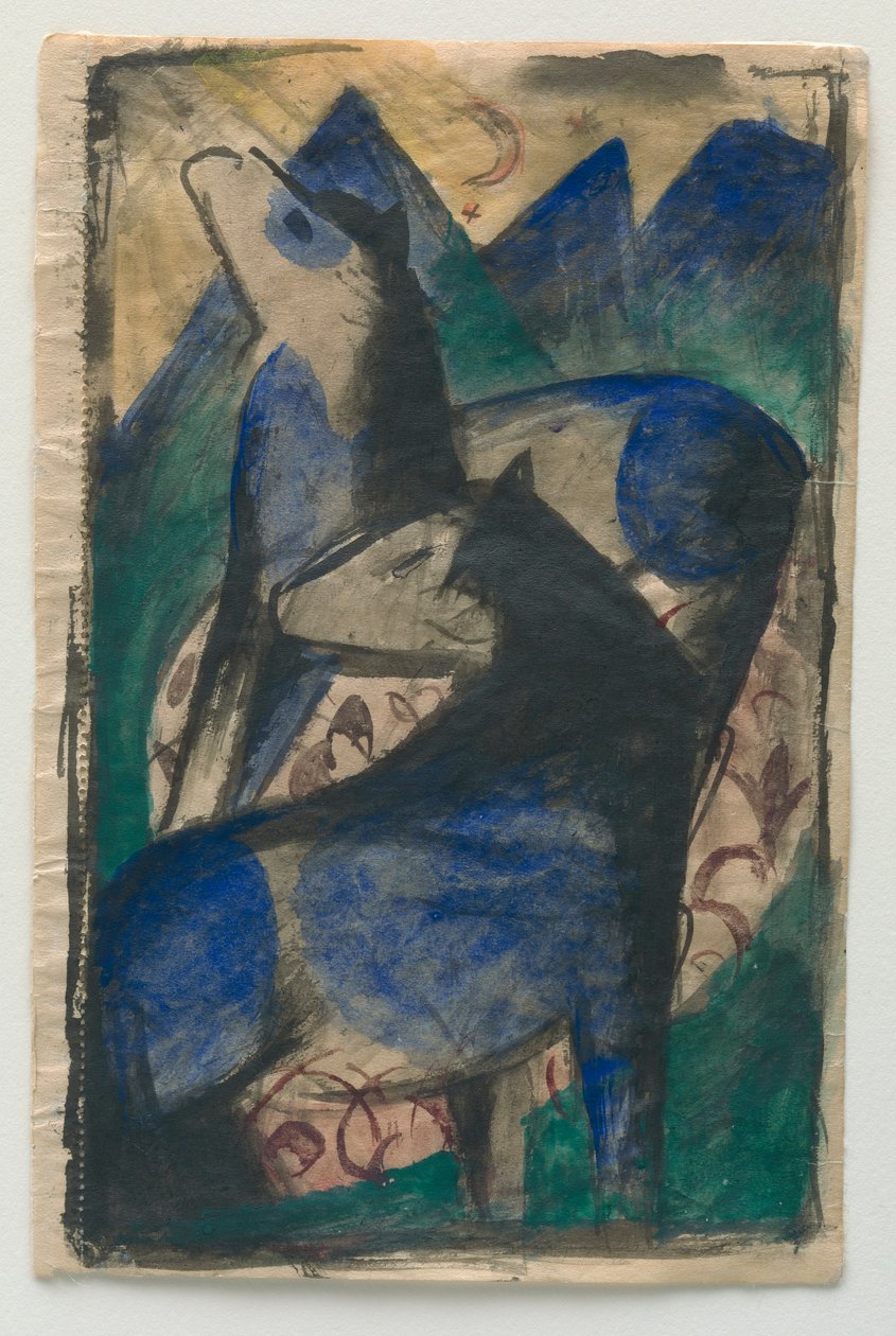 Zwei blaue Pferde von Franz Marc