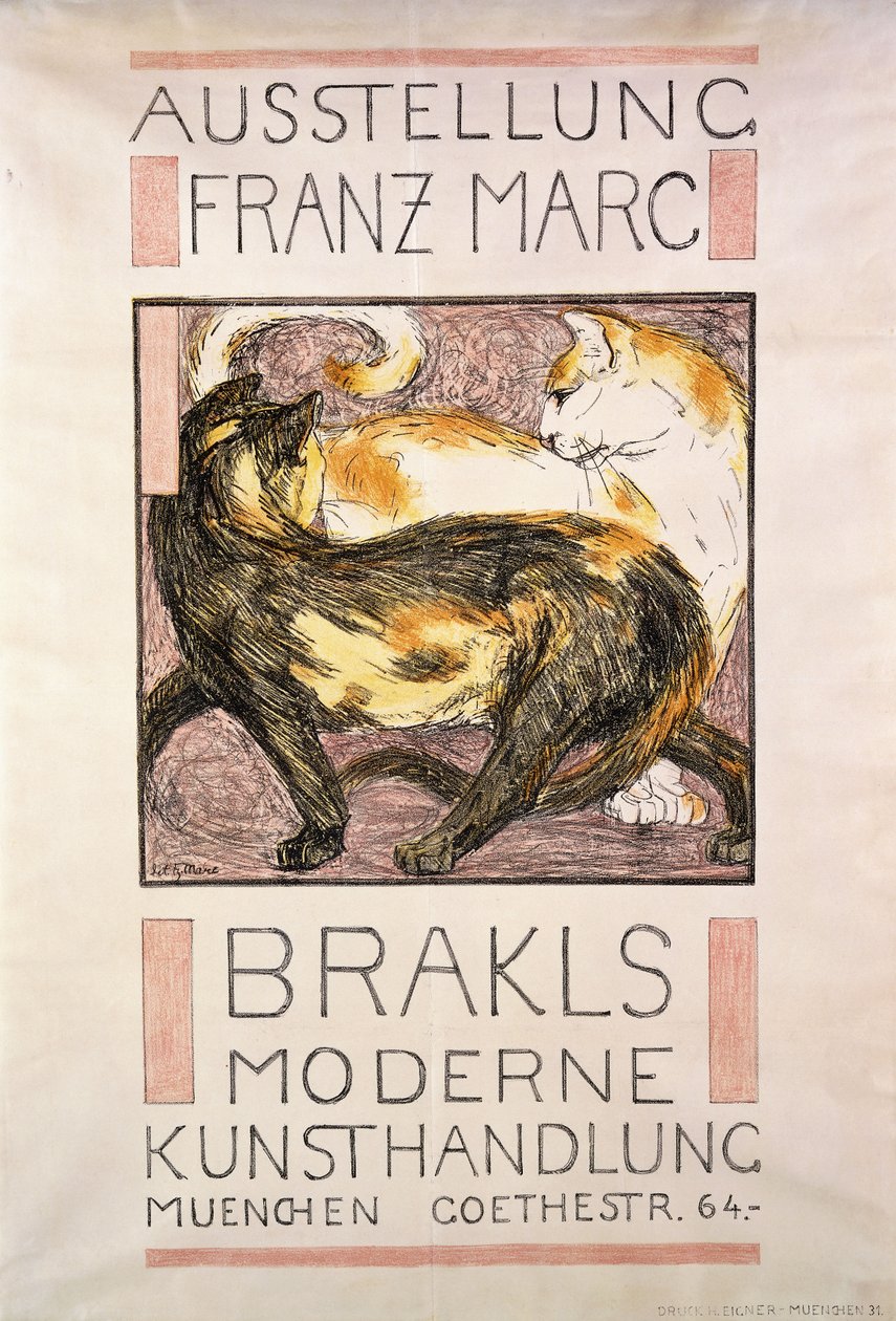 Zwei Katzen, 1909-10 von Franz Marc
