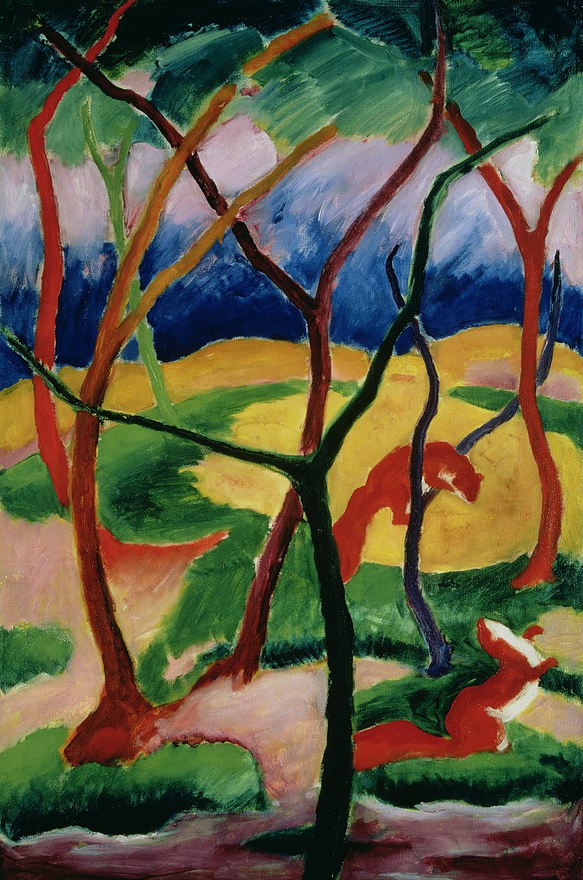 Wiesel spielen, 1911 von Franz Marc