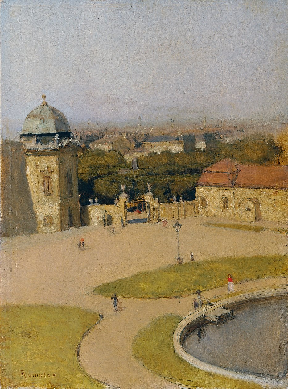 Blick von Südwest auf das Obere Belvedere von Franz Rumpler
