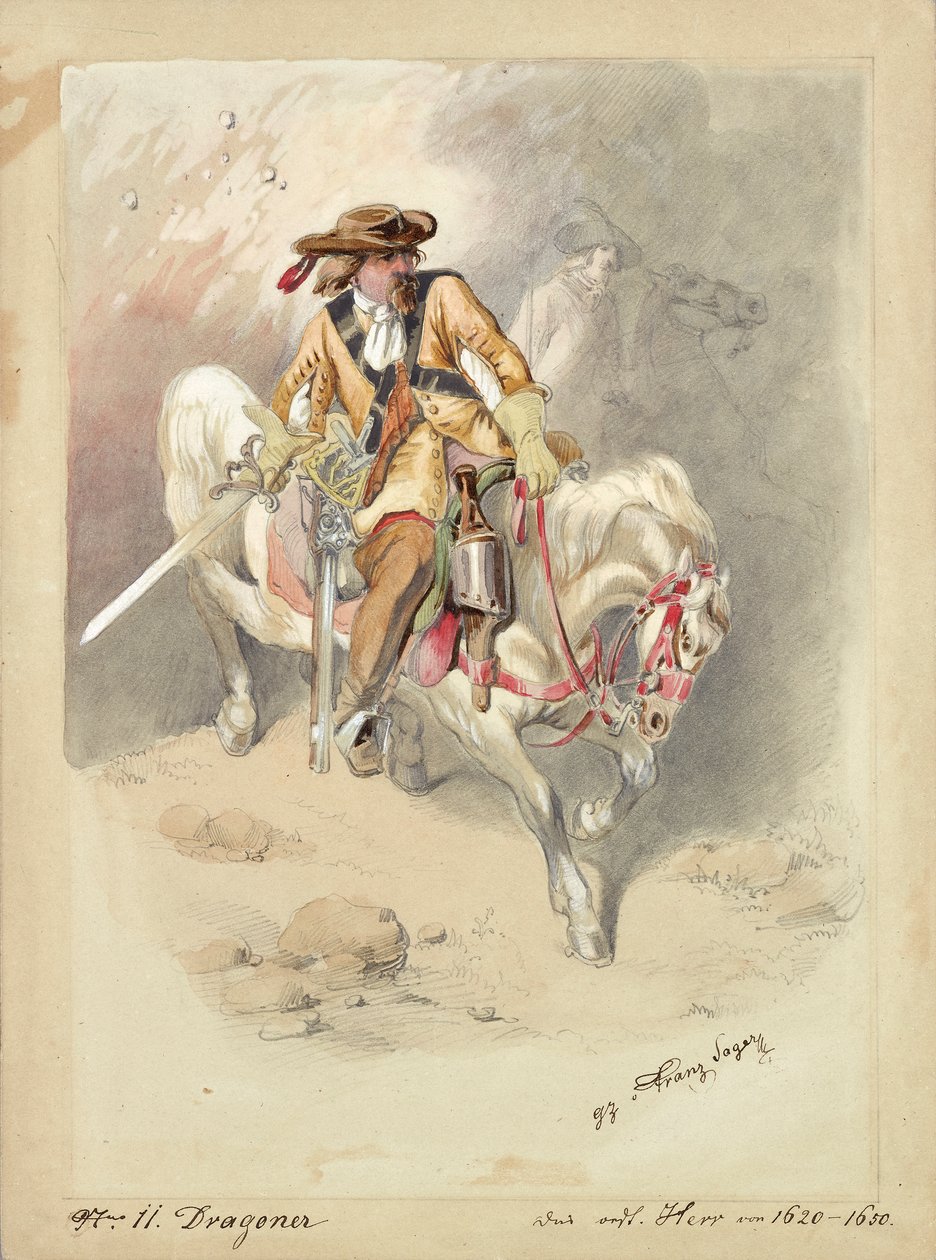 Dragoner auf Schimmel von Franz Sager