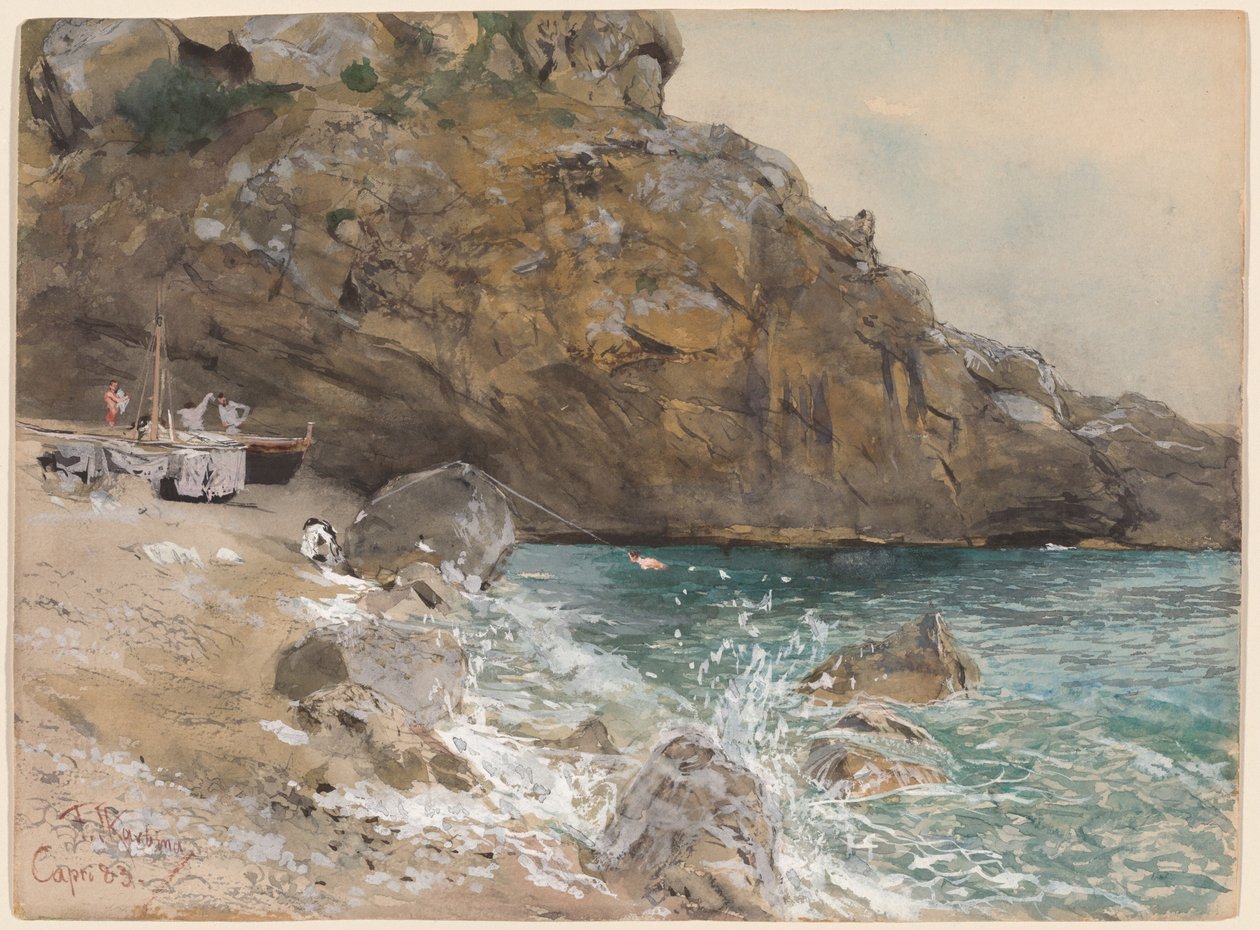 Der Strand von Marina Piccola, Capri von Franz Skarbina