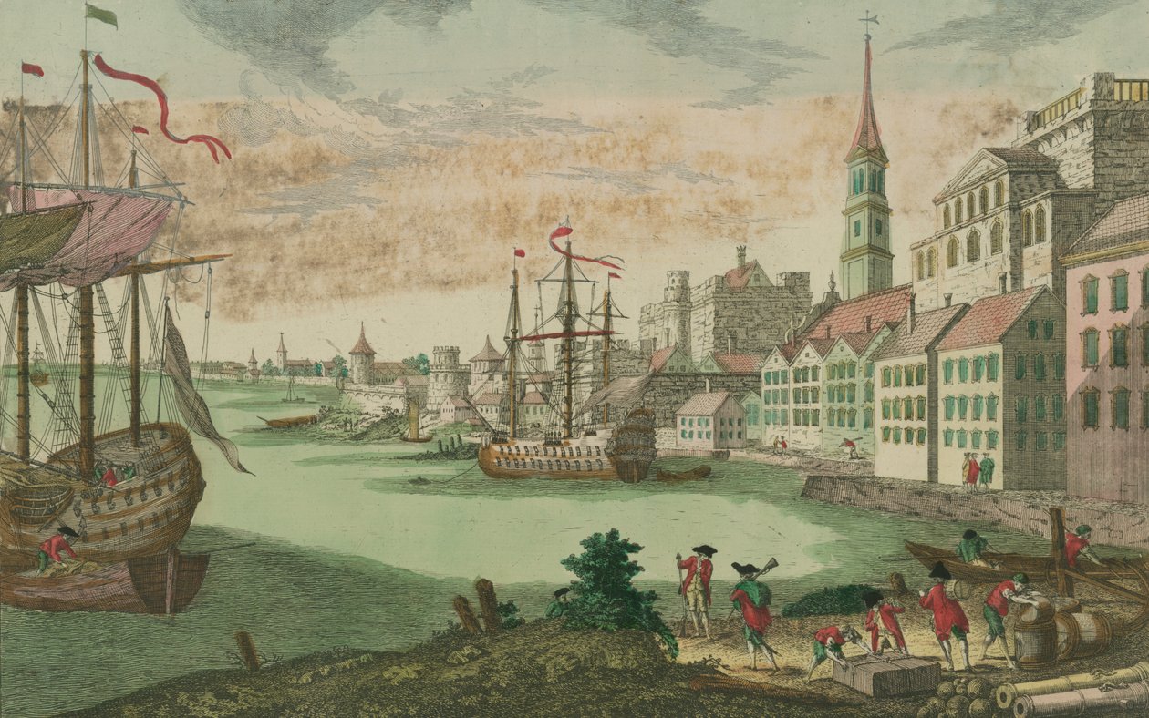 Der Hafen in Boston, Massachusetts, ca. 1770-80 von Franz Xaver Habermann
