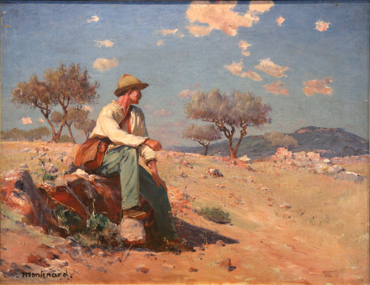 Bauer in der Landschaft von Bess von Frederic Montenard