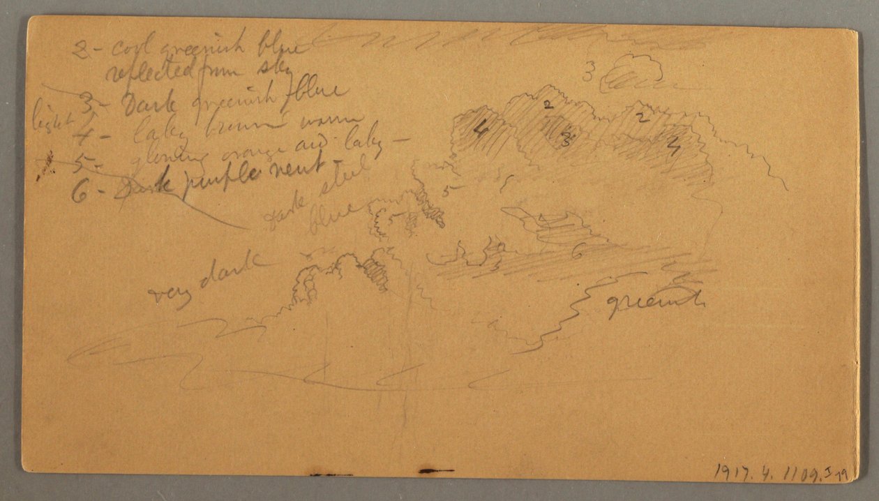 Zeichnung, Wolkenstudie, möglicherweise 1874 von Frederic Edwin Church
