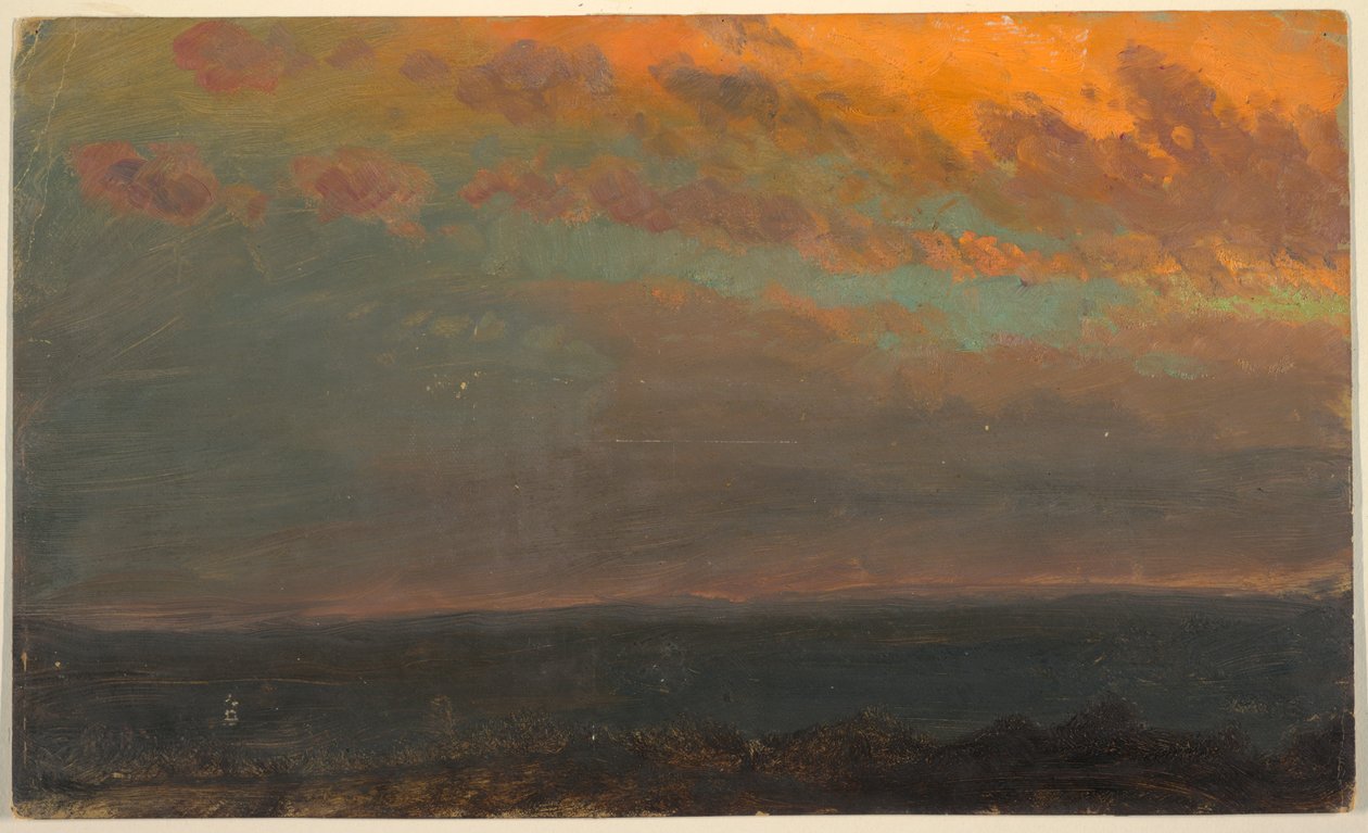 Zeichnung, Hudson Valley? bei Sonnenuntergang, 1870–80 von Frederic Edwin Church