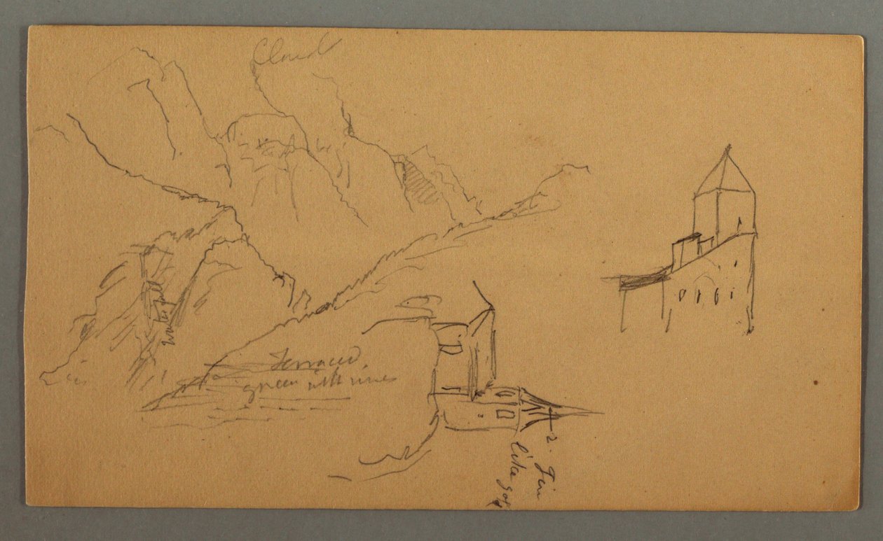 Zwei Kirchen, Tal, Wasserfall von Frederic Edwin Church