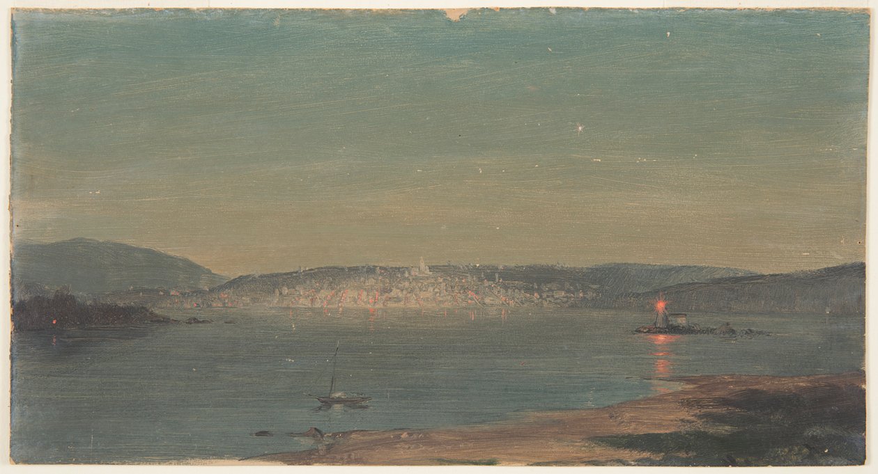 Nachtansicht eines Hafens von Frederic Edwin Church