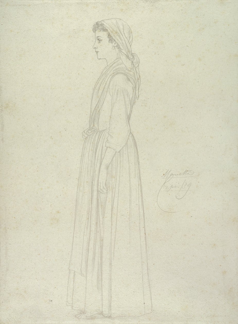 Marietta, Capri, 1859 (Graphit auf Papier) von Frederic Leighton