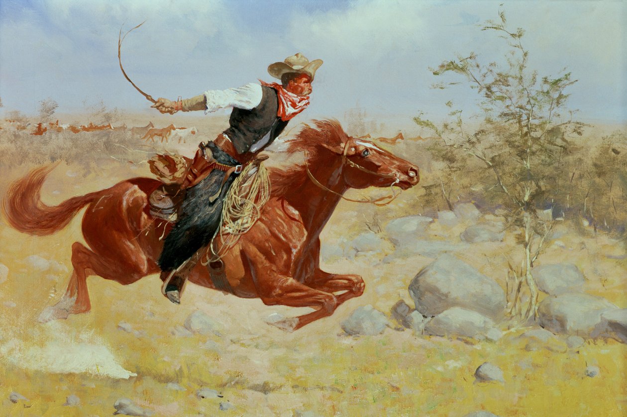 Galoppierender Reiter, ca. 1890 von Frederic Remington