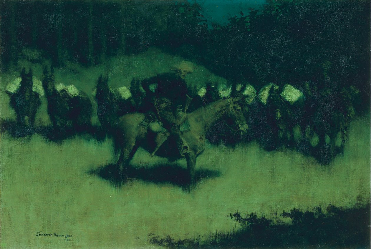 Schreck in einem Packzug, 1908 von Frederic Remington