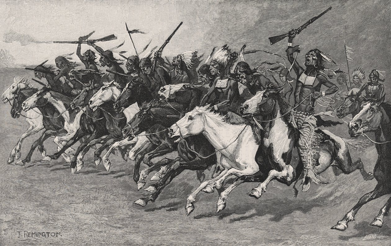 Der Angriff auf den Sonnenpfahl von Frederic Remington