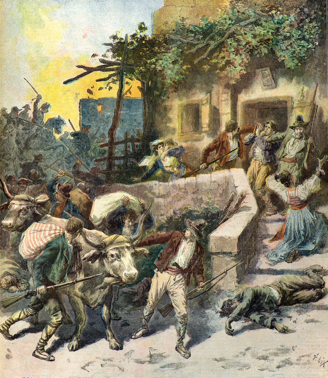 Plünderung eines Hauses in Sizilien von Frederic Theodore Lix