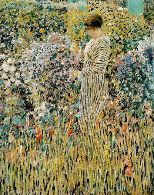 Dame im Garten von Frederick Carl Frieseke