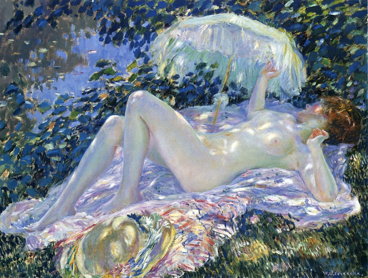 Sonnenbaden, ca. 1913 von Frederick Carl Frieseke