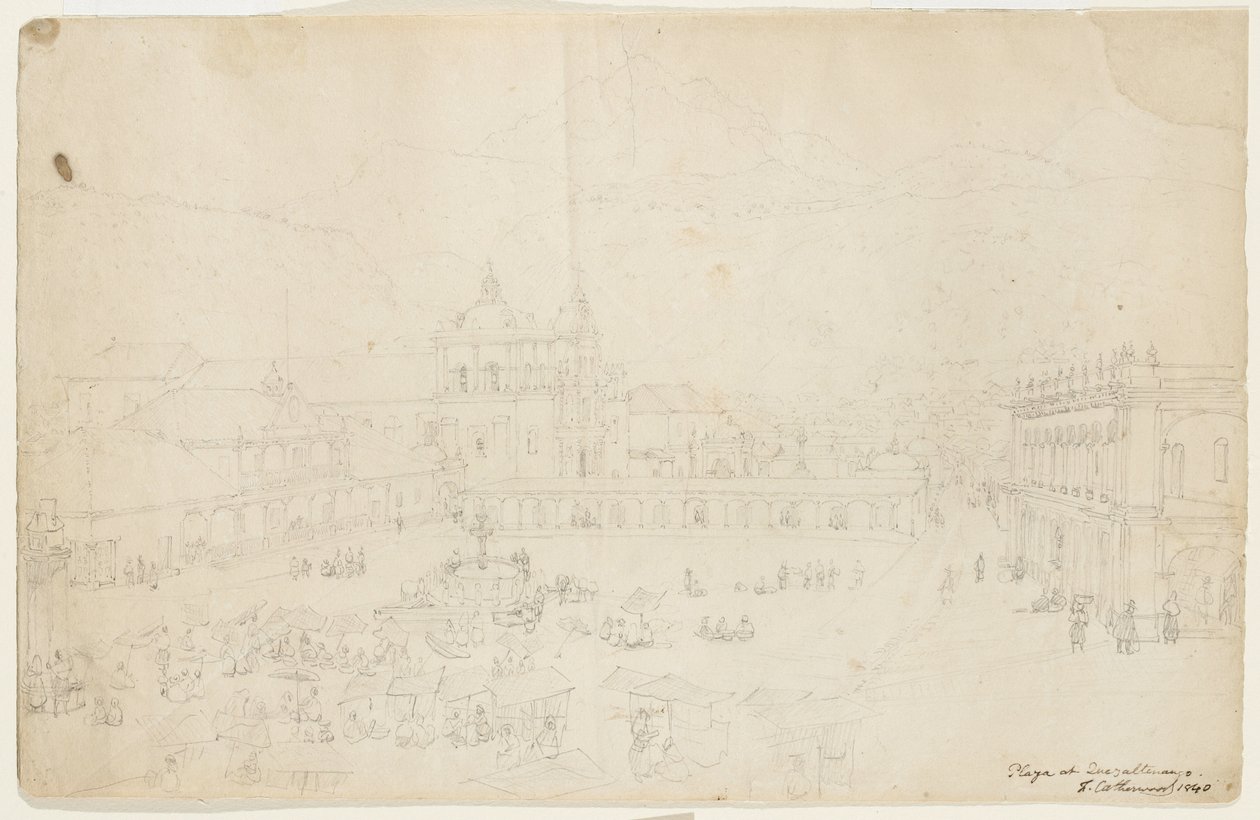 Plaza in Quezaltenango, 1840 von Frederick Catherwood