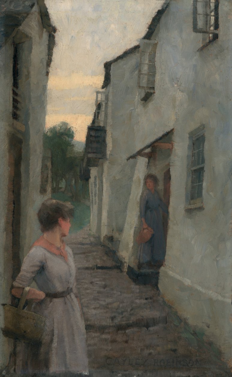 Straßenszene mit Figur, Cornwall von Frederick Cayley Robinson