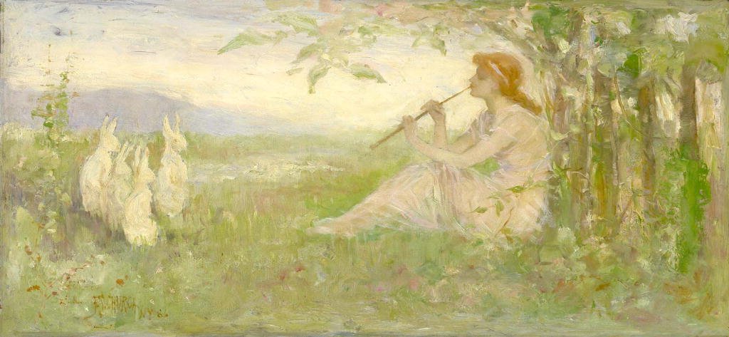 Mädchen mit Kaninchen von Frederick Stuart Church