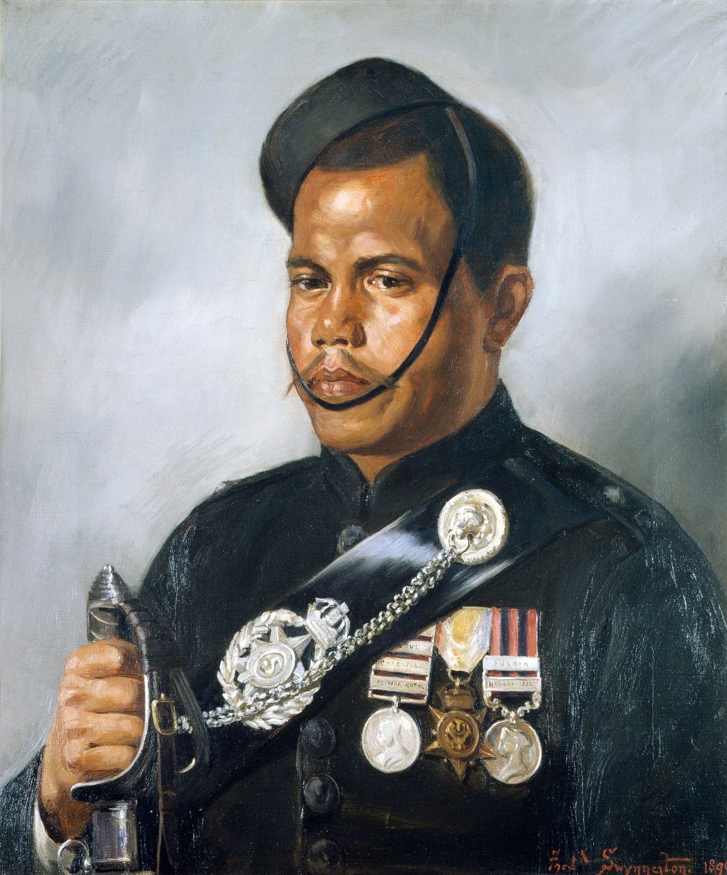 Jemadar Jangia Thapa, 5. Gurkha-Regiment, 1890 von Frederick Swynnerton