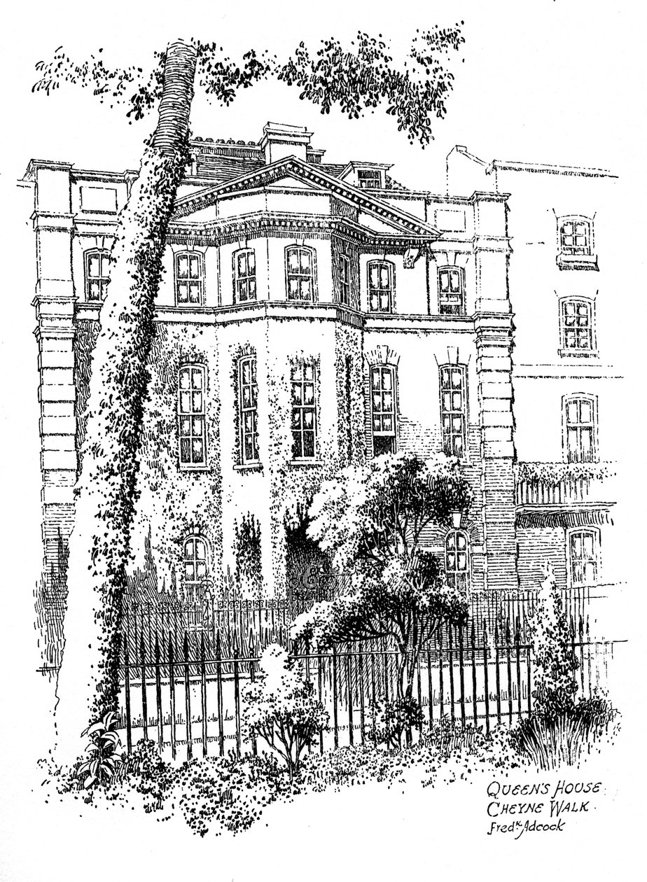 Queens House, Cheyne Walk, Chelsea, London, 1912 von Frederick Adcock