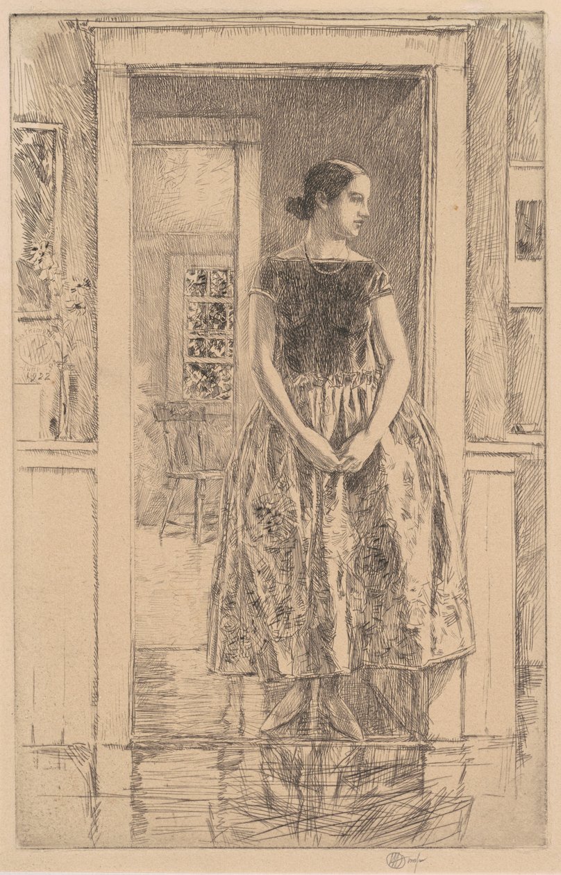 Mädchen in einem modernen Kleid, 1922 von Frederick Childe Hassam