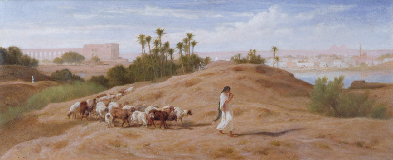 Ein Ziegenhirte in der Nähe von Kairo von Frederick Goodall