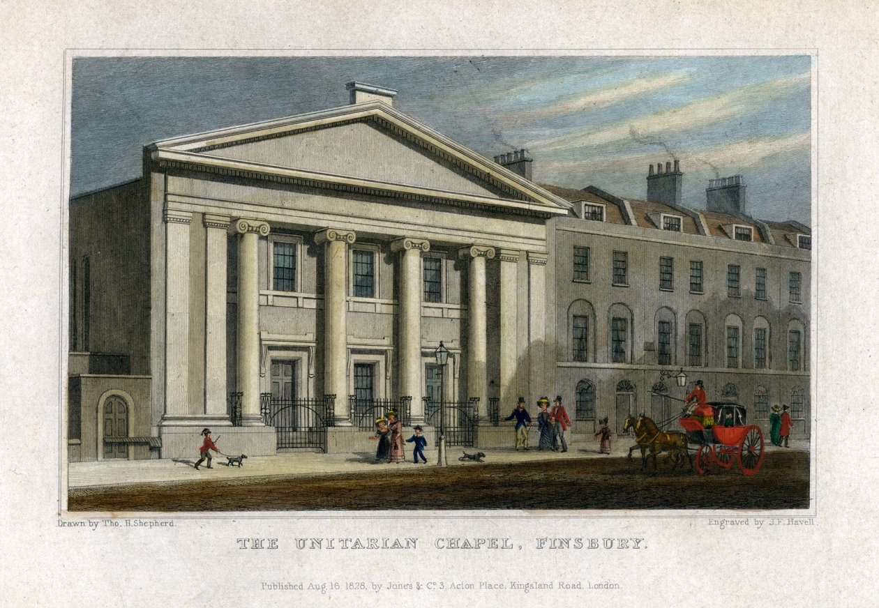 Die Unitarische Kapelle, Finsbury, London, 1828 von Frederick James Havell